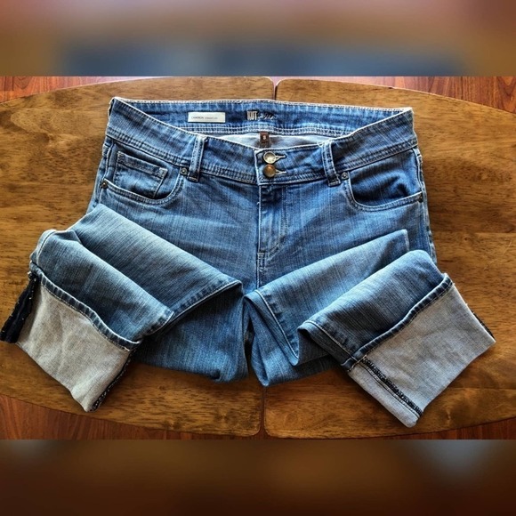 Kut From The Kloth Cameron Wide Cuff Roll Up Jean Blue Size 8 Denim - Picture 12 of 14